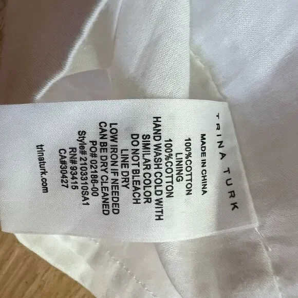 Trina Turk Women's Ruffled Shift Dress White Size XL Extra Large New‎ With Tags - Picture 10 of 10